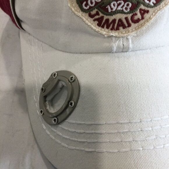 Red Stripe Cap Hat Men's Adjustable Strap Brewed in Jamaica Brim Bottle Opener - Picture 4 of 8